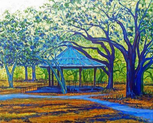 DSC_0542-highlight-finished-2 Seville Park painting by Mary Anne Sweida at Blue Morning Gallery